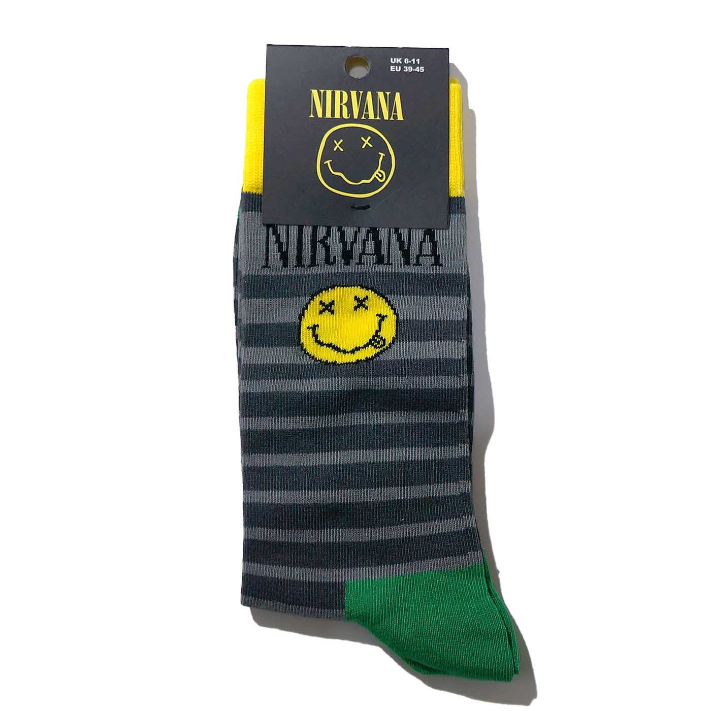 NIRVANA ���å��� Happy Face Logo Stripes-Grey
