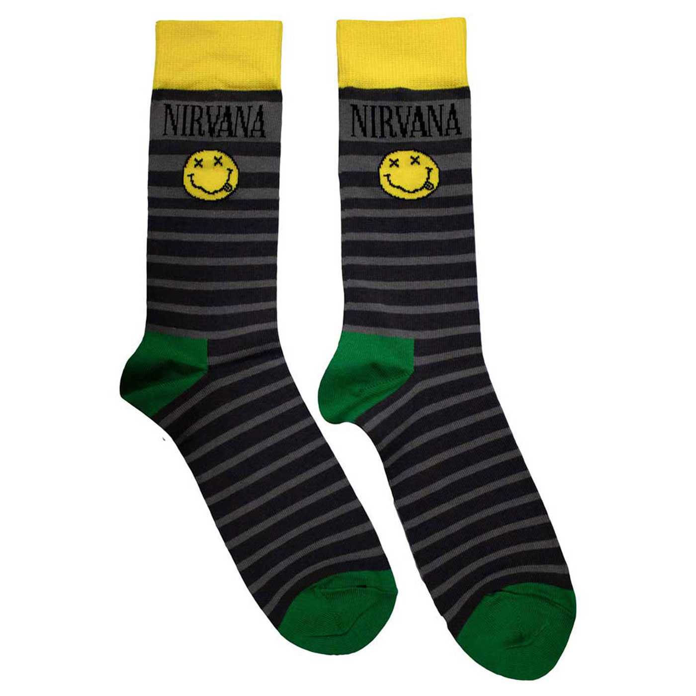 NIRVANA ���å��� Happy Face Logo Stripes-Grey
