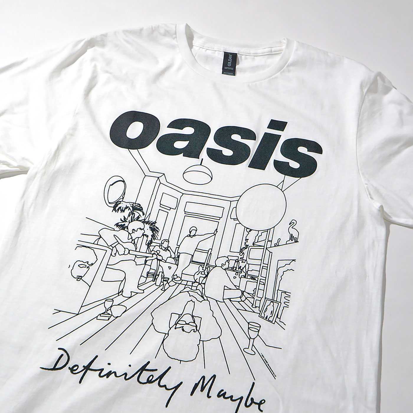 OASIS Tシャツ Definitely Maybe Line Drawing-White | OSOMALO バンド