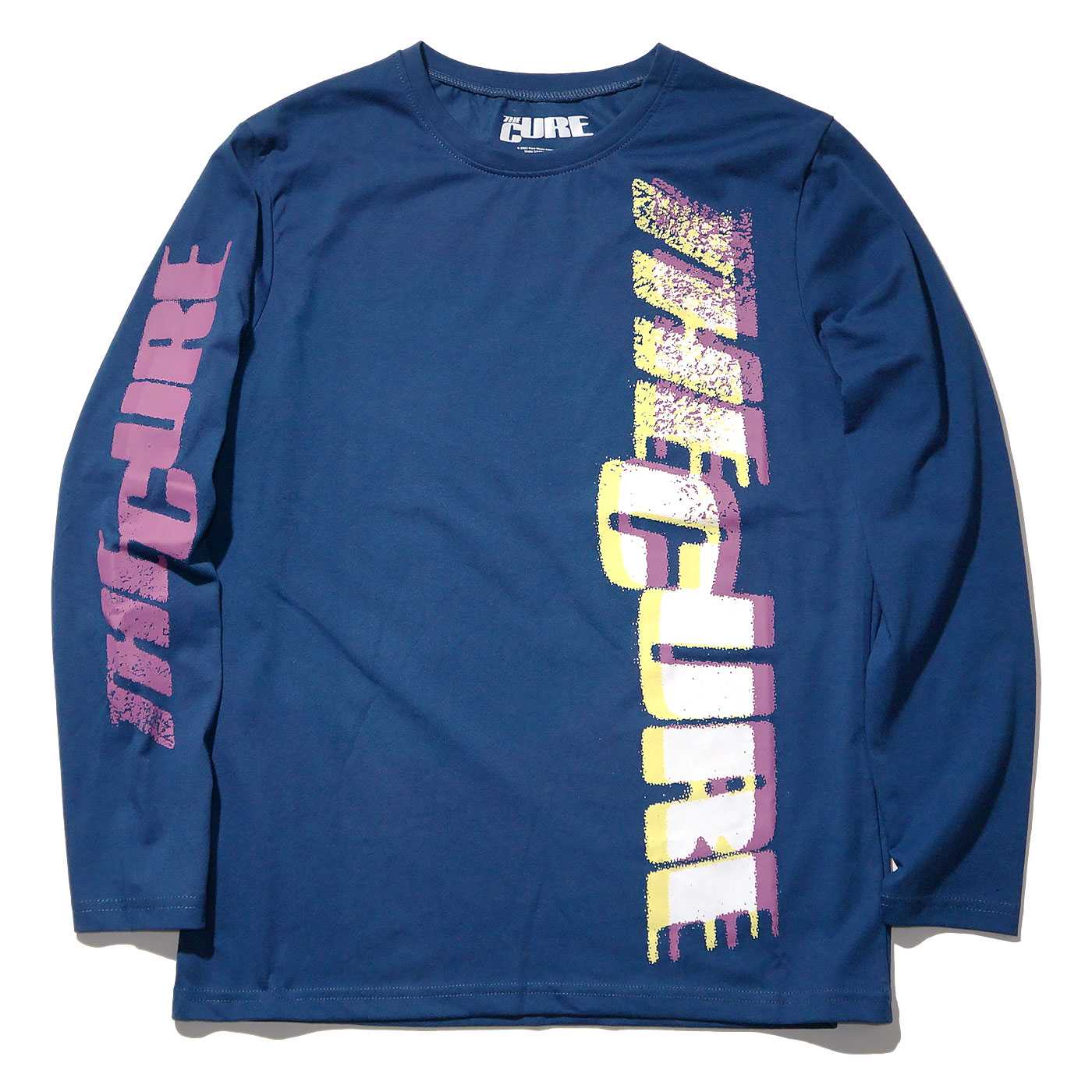 Cure オーバーサイズTシャツ The CURE ロングスリーブシャツ Glitched Logo-Denim | OSOMALO バンド