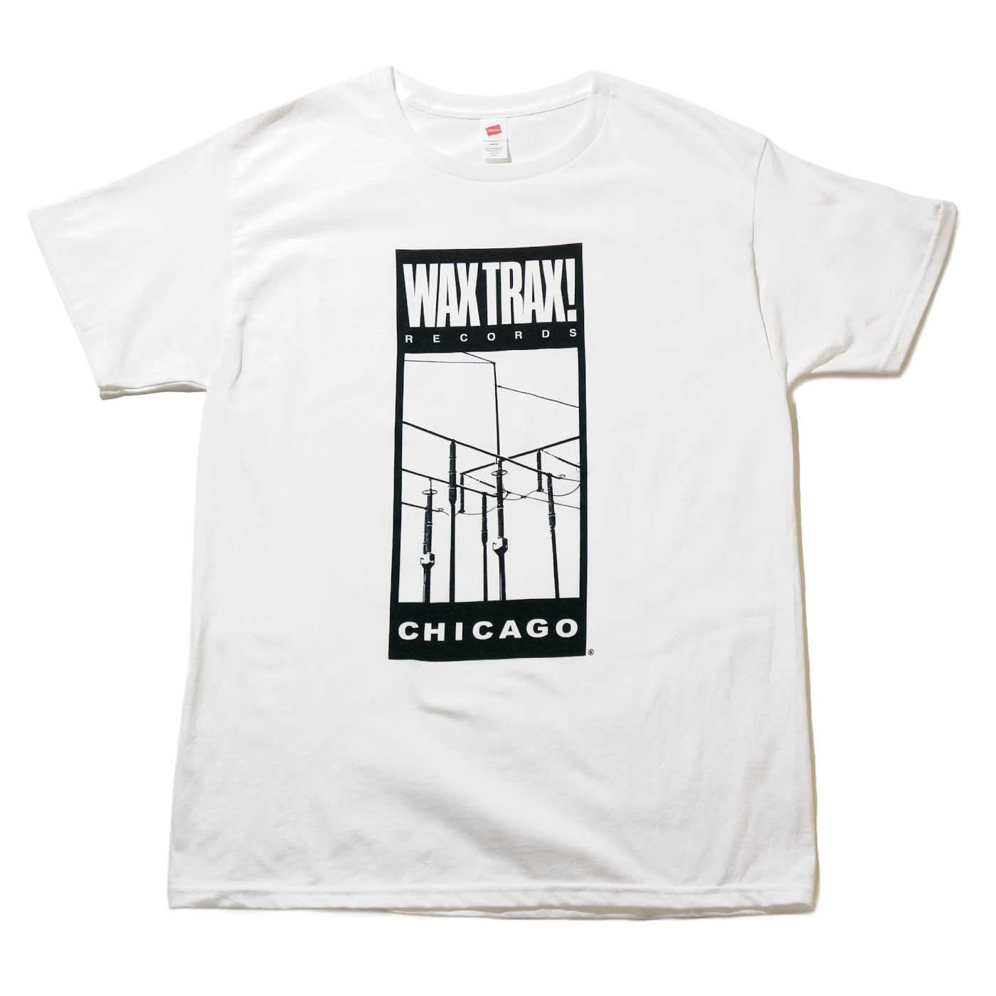 WAX TRAX T����� Classic Wire Logo-White