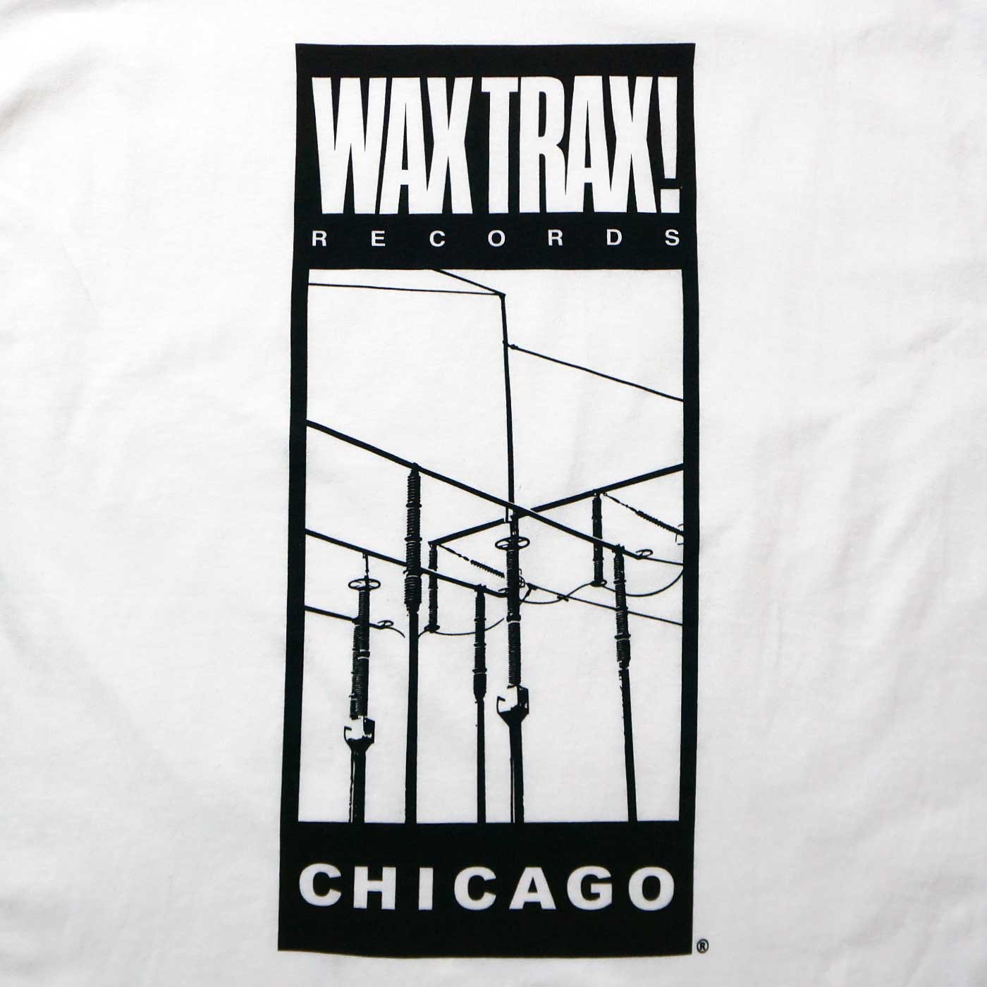 WAX TRAX T����� Classic Wire Logo-White