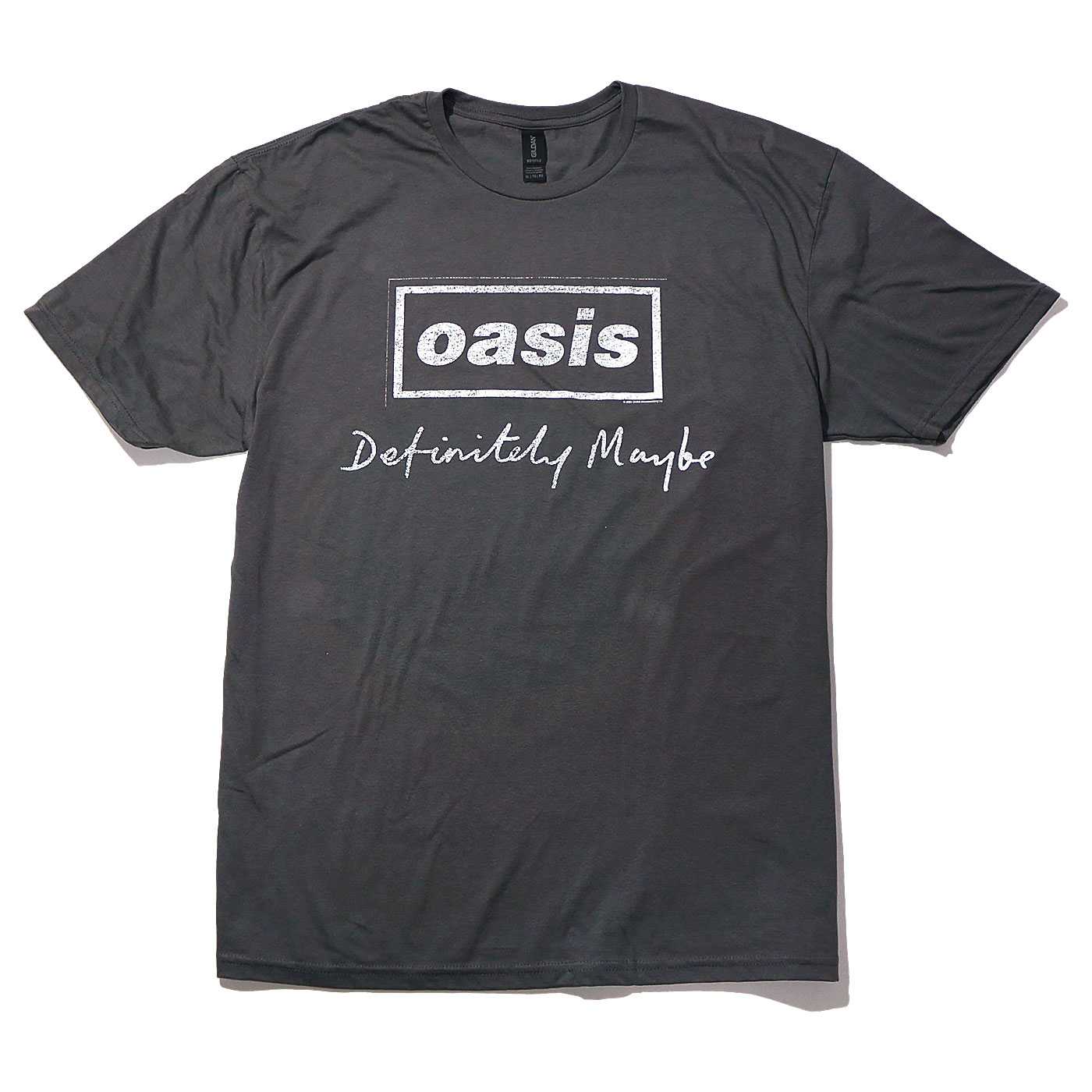OASIS T����� Definitely Maybe Distressed Text Logo-Grey