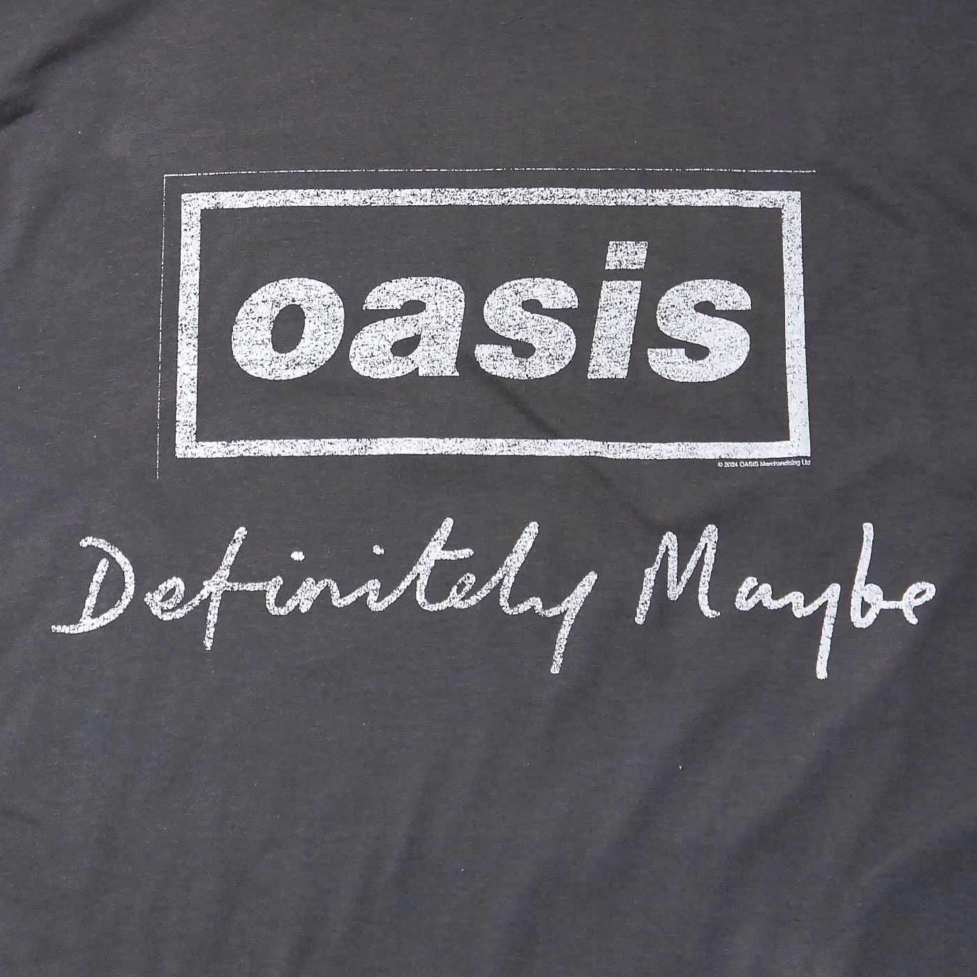 OASIS T����� Definitely Maybe Distressed Text Logo-Grey