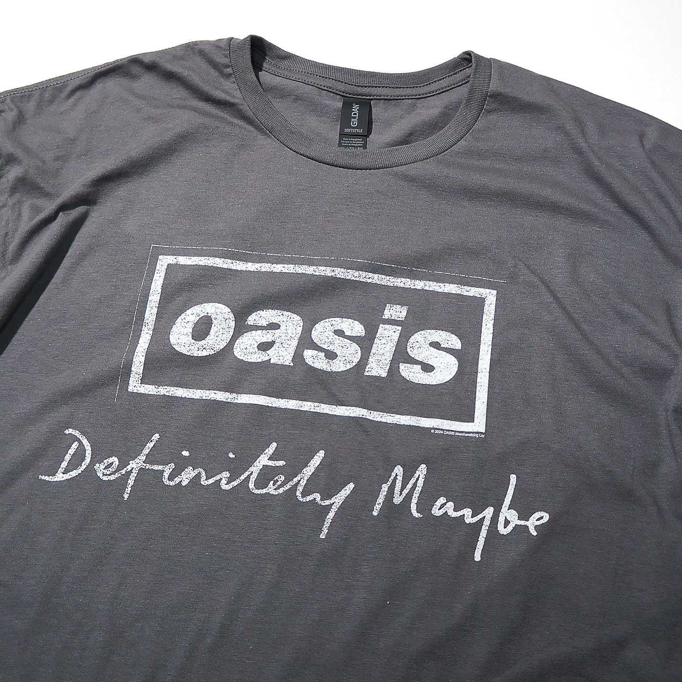 OASIS T����� Definitely Maybe Distressed Text Logo-Grey