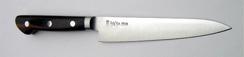 ペティ15cm 正本総本店 最高級炭素鋼 ツバ付ローズ(紫檀)柄 CT6315 刃渡り150mm-一品逸品亭(太田金物店) ペティ15cm 正本総本店 最高級炭素鋼 ツバ付ローズ(紫檀)柄 CT6315 刃渡り150mm-一品逸品亭(太田金物店)