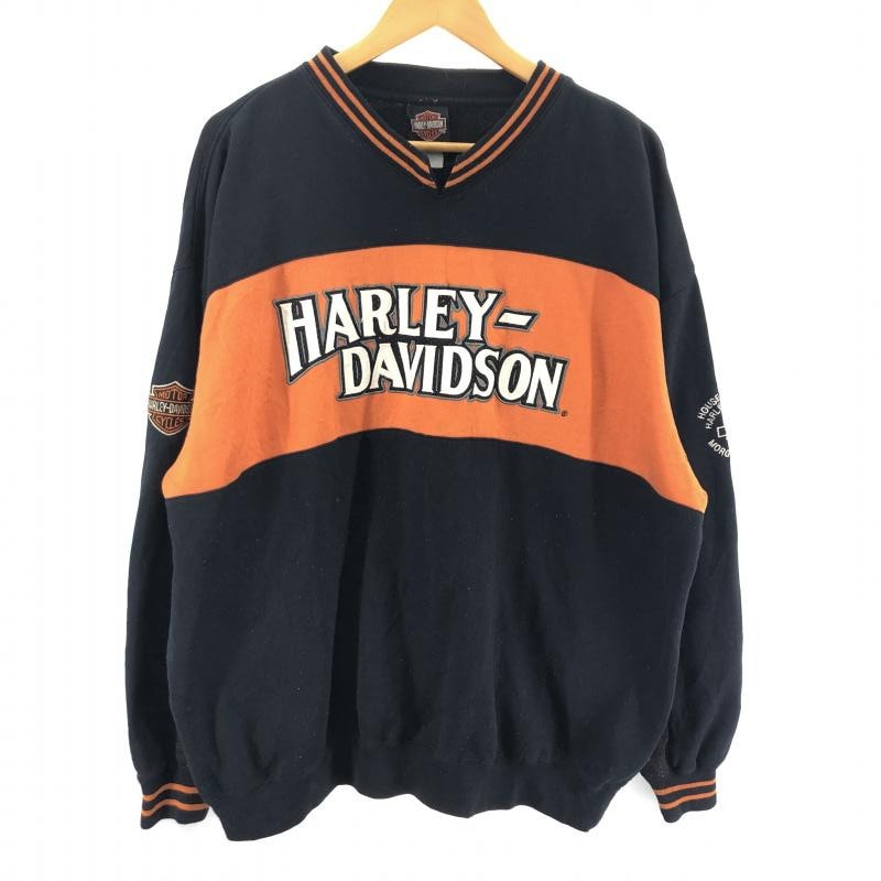 中古】OLD HARLEY-DAVIDSON スウェット オレンジ×ブラック