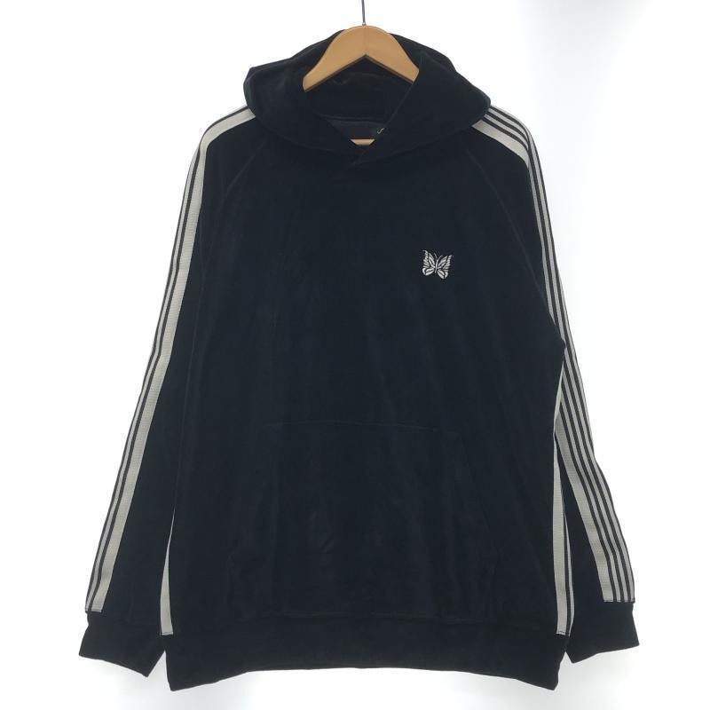 トップス NEEDLES VELOUR TRACK HOODIE L 中古】NEEDLES VELOUR TRACK HOODIE L OT1611 ブラック ニードルズ