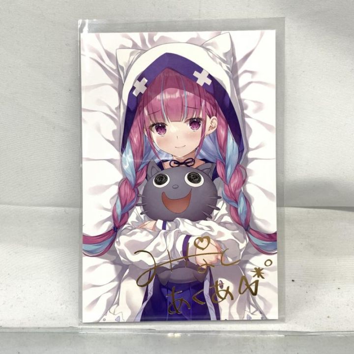 中古】湊あくあ 箔押し複製サイン入りら描き下ろしポストカード「活動4