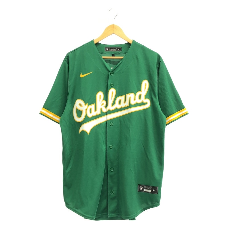 【コンビニ受取対応商品】 中古】NIKE MLB オークランドアスレチックス ユニホーム 緑 タグ 応援グッズ