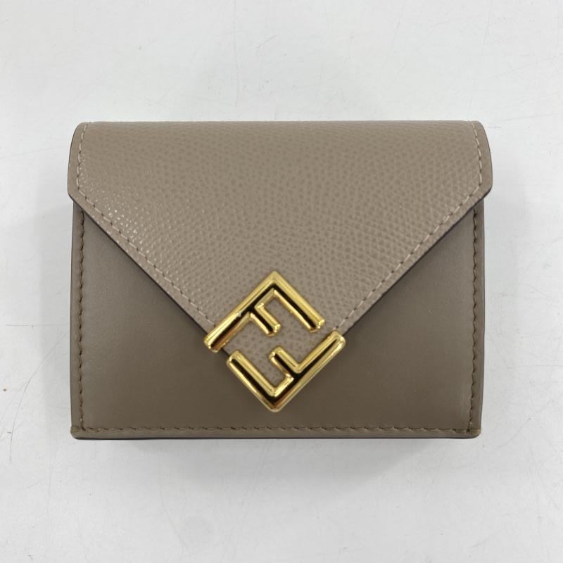 中古】FENDI FFダイヤモンド 三つ折り財布 8M0480 グレー フェンディ