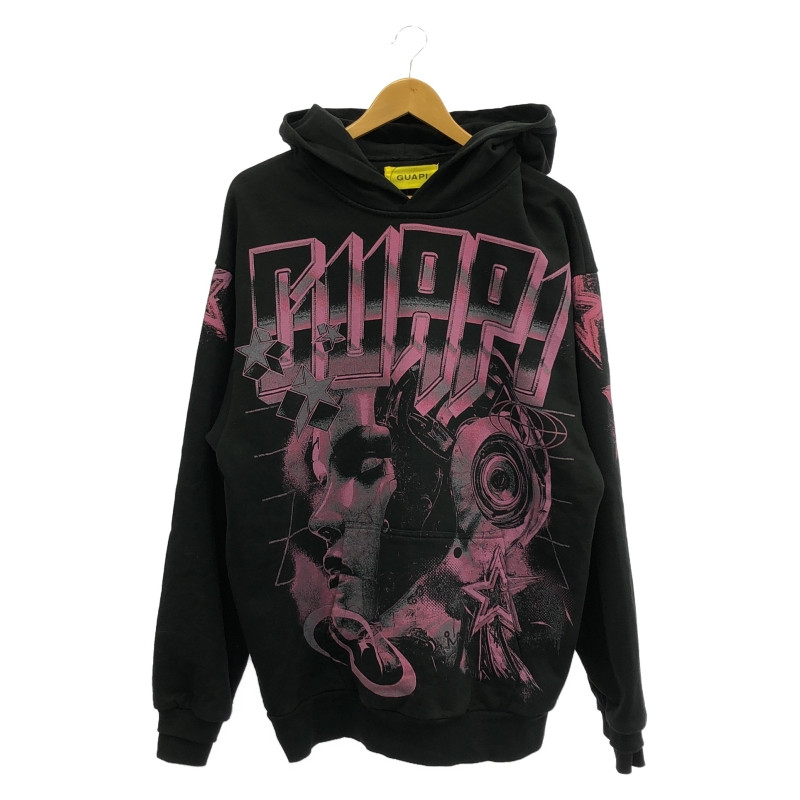 GUAPI / パーカー/M/コットン/BLK/総柄 中古】GUAPI パーカー サイズL 黒 グアピ【O堀田店】 | ファッション