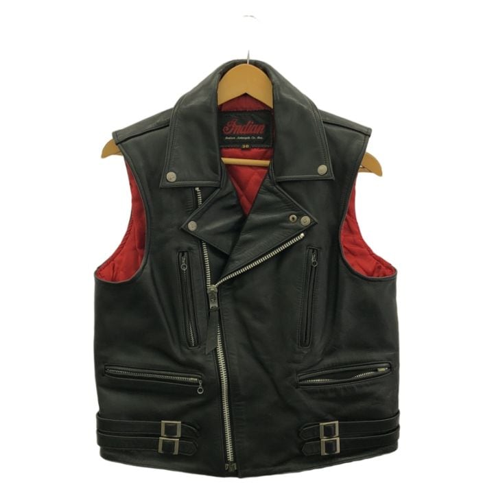 中古】Indian Motorcycle レザーベスト サイズ38 ブラック/レッド