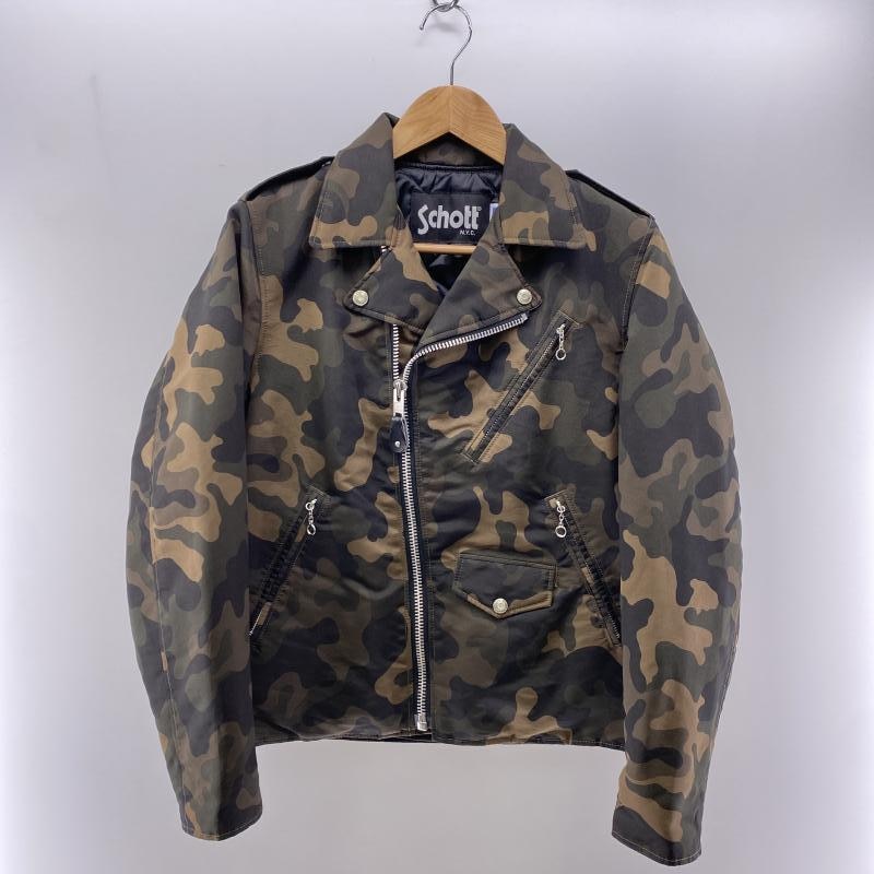 中古】SCHOTT ナイロンダブルライダースジャケット 迷彩 M 3162018