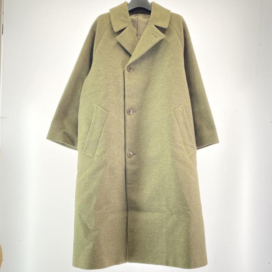 中古】COMOLI 18AW ウールコットンバルカラーコート サイズ1 カーキ