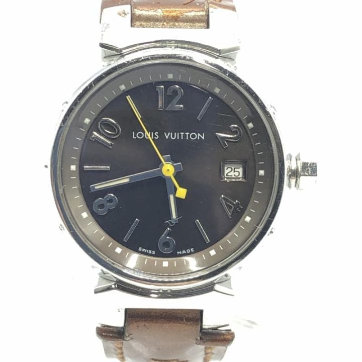 中古】LOUIS VUITTON Q1211 タンブール デイト クォーツ △ベルト劣化