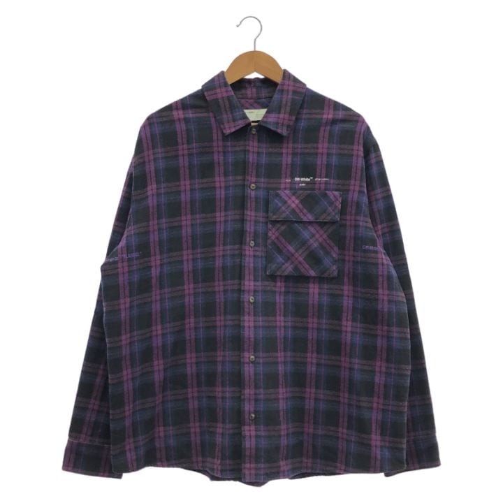 【中古】OFFWHITE パープルチェックフランネルシャツ S OMGA098R20G71021 紫[66][240066190241] 中古】OFFWHITE パープルチェックフランネルシャツ S OMGA098R20G71021
