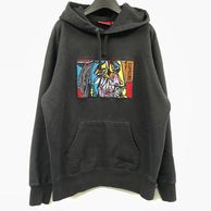 ����š�Supreme 18FW Chainstitch Hooded Sweat ������M �֥�å� ����ץ꡼���O˭�ġ�