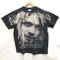 ����šۡ�NIRVANA KURT COBAIN MEMORIAL FACE MONOCHROME OVP TEE ������ɽ���ʤ� �֥�å����˥�������ʡ�O˭�ġ�