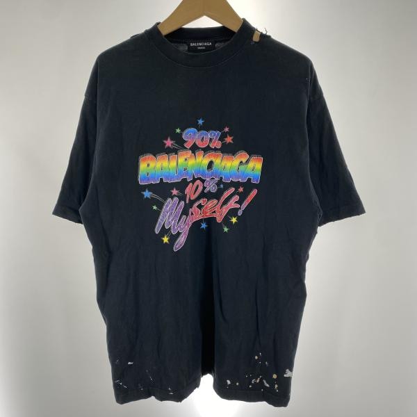 中古】BALENCIAGA ダメージ加工 半袖Tシャツ サイズXS 黒【O堀田