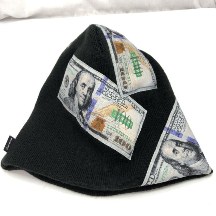 帽子 Supreme Money Beanie Black 中古】Supreme money beanie ニット帽 58㎝(ONE SIZE) 黒 シュプリーム
