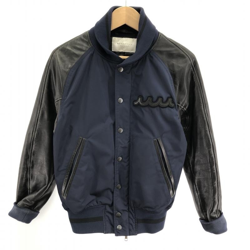 中古】ACANTHUS×muta studium jakcet スタジャン サイズS ネイビー 袖 