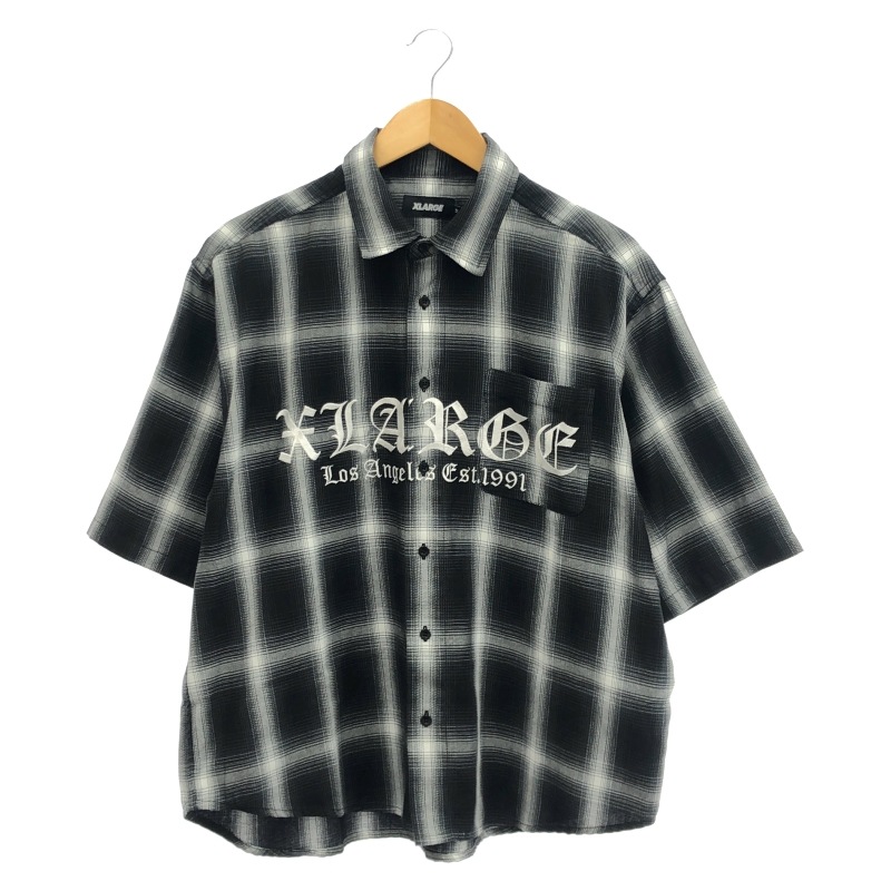 ����š�XLARGE OLD ENGLISH S/S PLAID SHIRT ����� M 101242014006 �֥�å� �������ȥ�顼����OȾ��Ź��