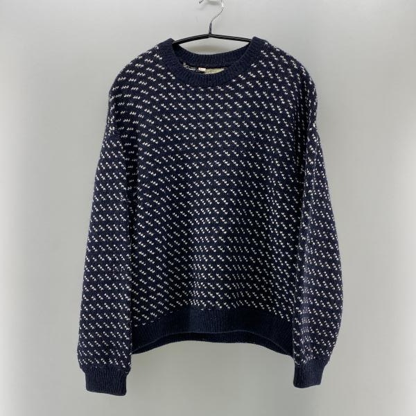 中古】60s L.L.Bean 筆記体ロゴ バーズアイ ニット サイズL エルエル