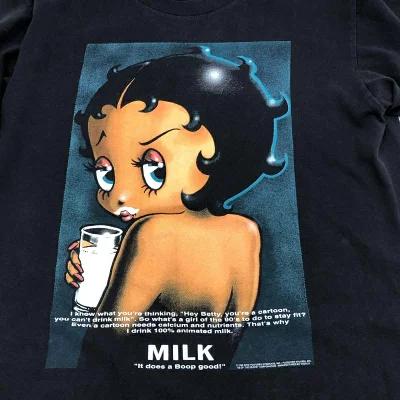 ����š�Gildan 90s ���ʥ�����BETTY BOOP-Got Milk����S/S Tee �֥�å� ������L��O̾�Ų��ߤʤȡ�