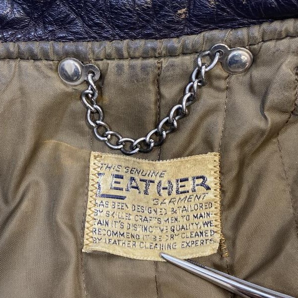 ����š�60��70s GENUINE LEATHER GARMENT ���󥰥�쥶���饤���������㥱�å� �֥饦�� ������M������O������