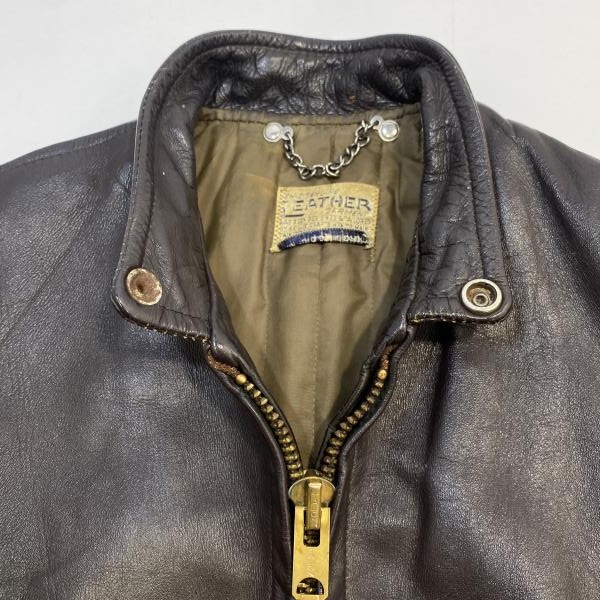 ����š�60��70s GENUINE LEATHER GARMENT ���󥰥�쥶���饤���������㥱�å� �֥饦�� ������M������O������