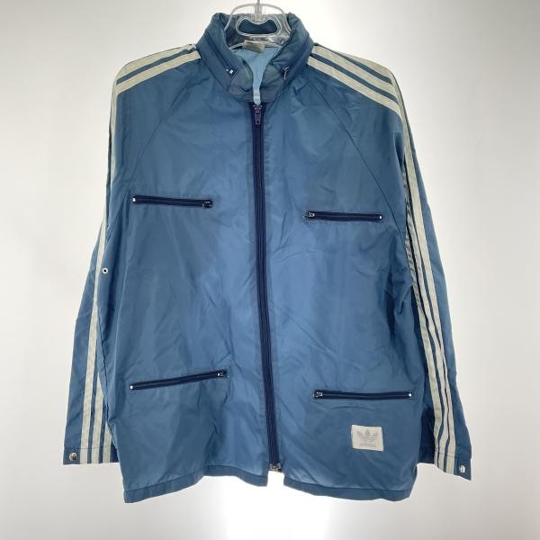 【中古】80s  ナイロントラックジャケット サイズM ネイビー 4ポケット KOREA製 汚れあり[91][240091413937] 中古】80s adidas ナイロントラックジャケット サイズM ネイビー 4