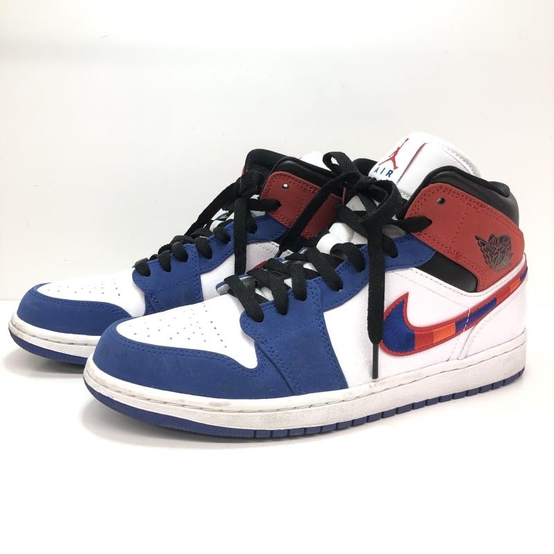 šNIKE AIR JORDAN 1 MID WHITE/BLUE/RED 26cm 852542-146OΩŹ