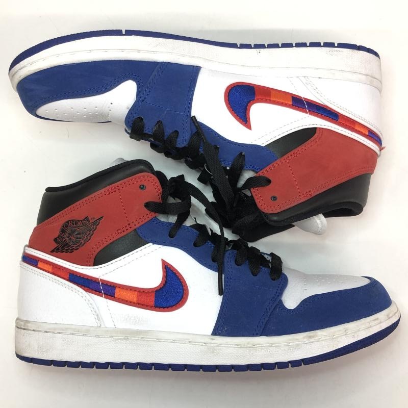 šNIKE AIR JORDAN 1 MID WHITE/BLUE/RED 26cm 852542-146OΩŹ