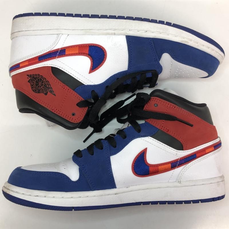 šNIKE AIR JORDAN 1 MID WHITE/BLUE/RED 26cm 852542-146OΩŹ