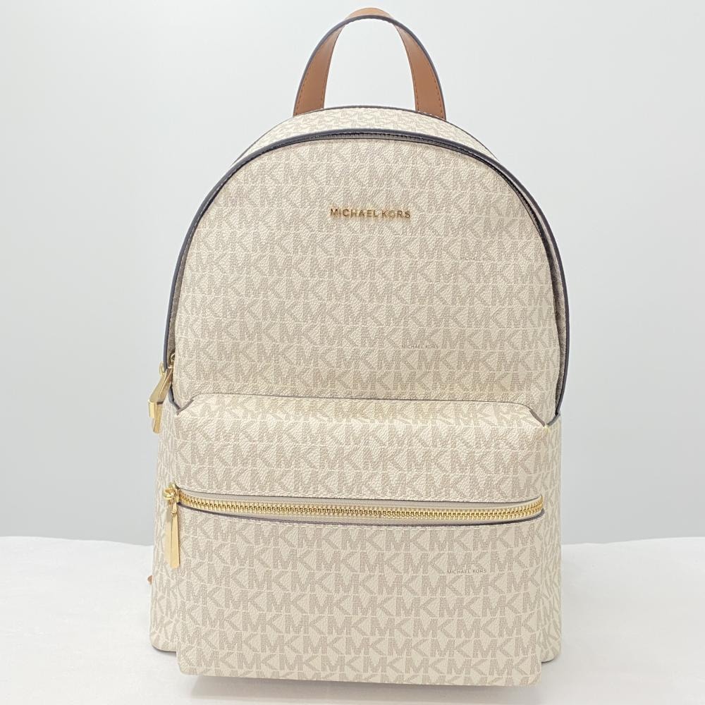 【安心発送】 KORS 中古】MICHAEL ロゴプリントリュック ベージュ ホワイト バッグ