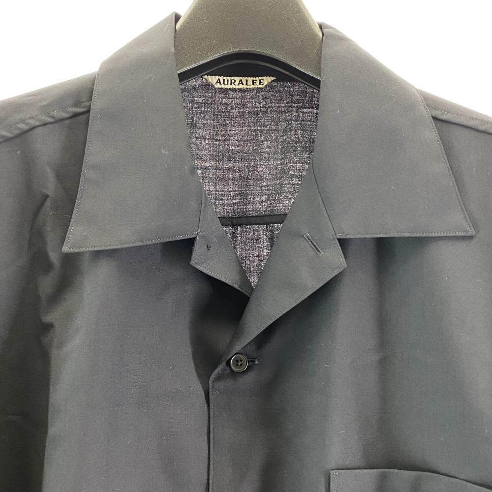 ����š�AURALEE 25ss SUPER FINE TROPICAL WOOL OPEN COLLAR HALF SLEEVED SHIRT ������4 A25SS02WT TOP DARK NAVY ������꡼ �����ѡ��ե�����ȥ��ԥ��륦���� �����ץ󥫥顼 �ϡ��ե��꡼�֥���� ��O˭��Ź��