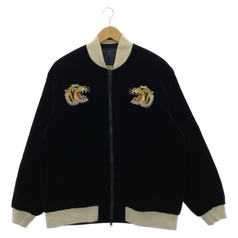 【中古】TAION リバーシブル ベロアスカジャン L ブラック ネイビー タイオン[10][240010521911] 中古】TAION リバーシブル ベロアスカジャン L ブラック ネイビー