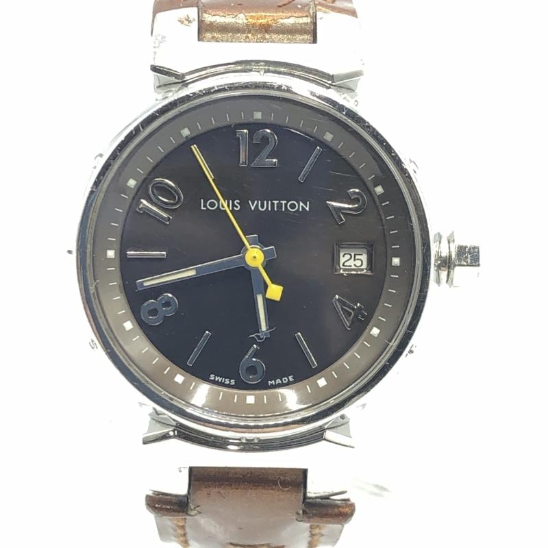 中古】LOUIS VUITTON Q1211 タンブール デイト クォーツ △ベルト劣化