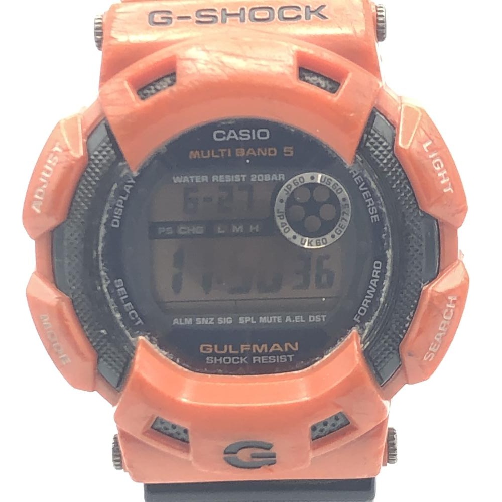 中古】【盤面日焼け有り】G-SHOCK 電波ソーラー オレンジ GW-9100R-4JF