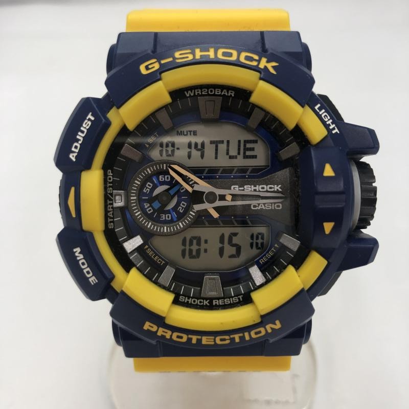 中古】G-SHOCK クォーツ腕時計 イエロー ブルー GA-400-9BJF 箱なし