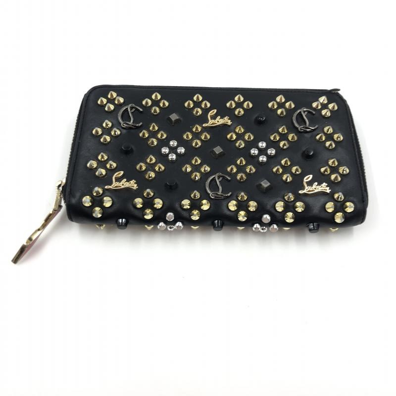 中古】Christian Louboutin ロゴスタッズ ラウンドファスナー