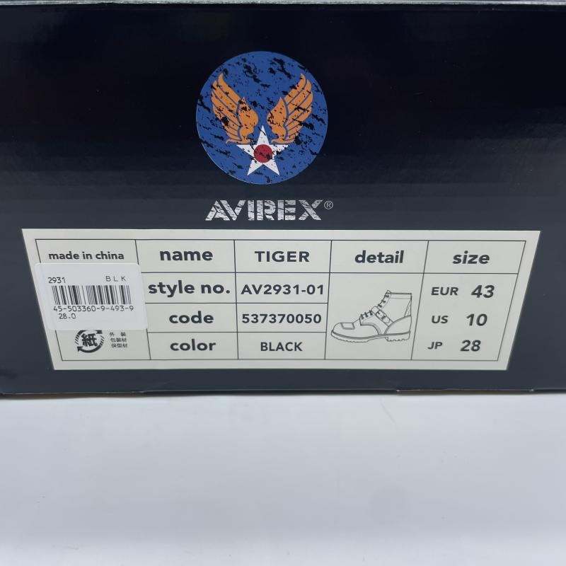 ����š�AVIREX TIGER BOOTS  AV2931-01 ������28cm �֥�å� ��������å�����O���ܡ�