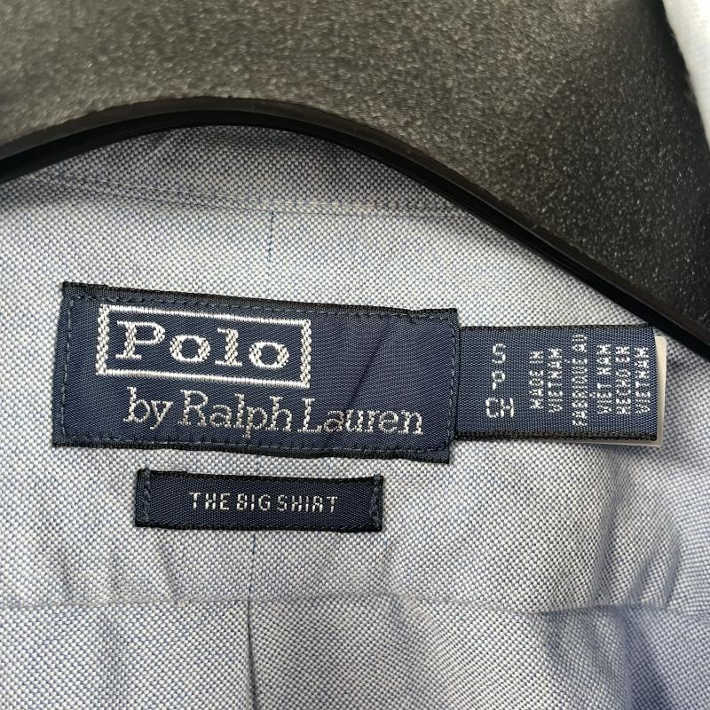 ����š�POLO RALPH LAUREN BIG SHIRT Ĺµ�ܥ�������󥷥�� ������S �֥롼 �ݥ����ե�������O˭�ġ�