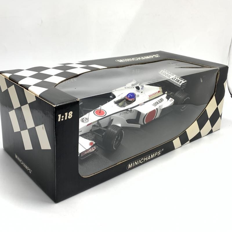 J.ヴィルヌーヴ BAR HONDA SHOWCAR 2001 たばこ仕様 中古】開封)ミニチャンプス BARホンダ SHOWCAR 2001 J