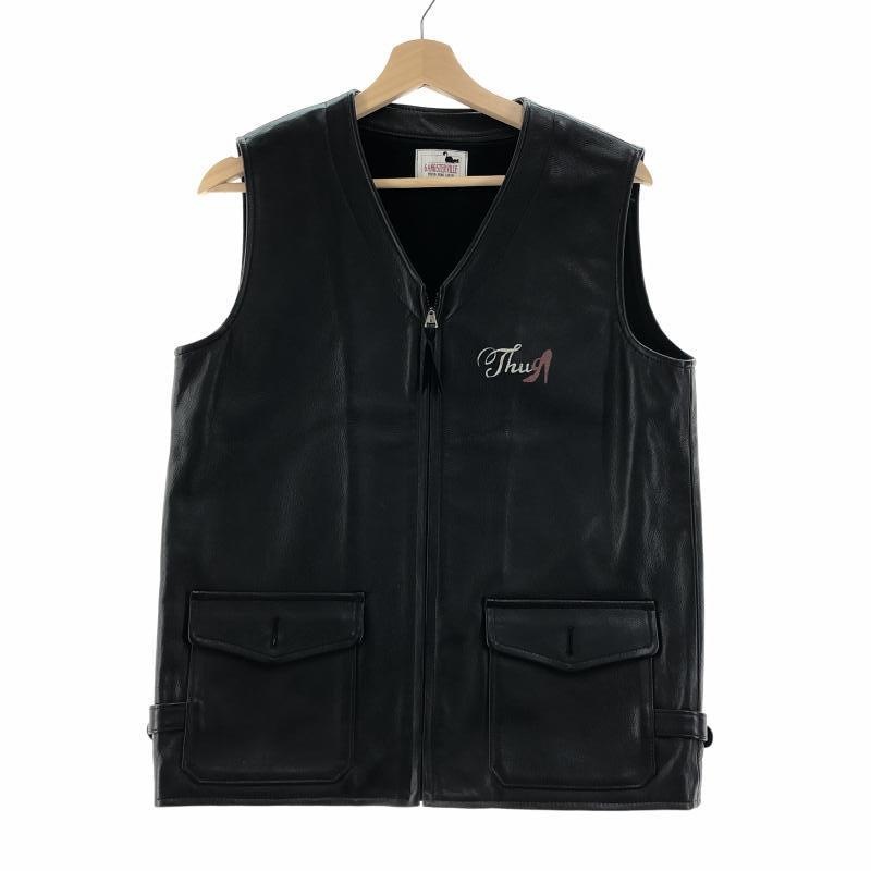 中古】GANGSTERVILLE レザーベスト M ブラック ギャングスタービル