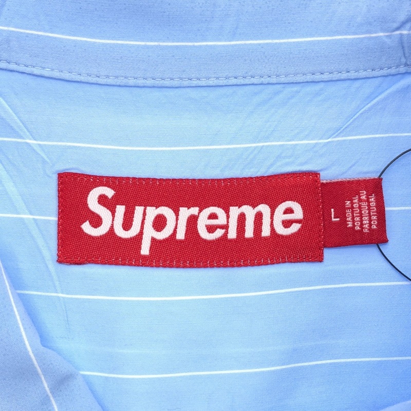 ����š�Supreme 25SS Stripe S��S Pajama Shirt L �֥롼��O��ΩŹ��