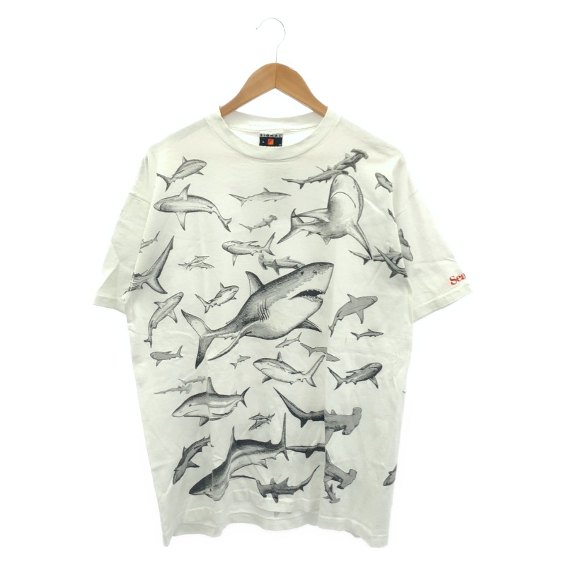 中古】90s SIGNALSPORTSボディ シャークオーバープリントTシャツ
