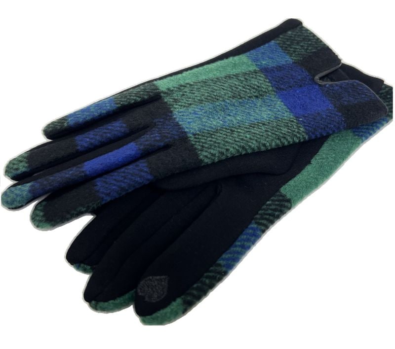[1個]チェック柄 グローブ／GREEN x BLUE　　