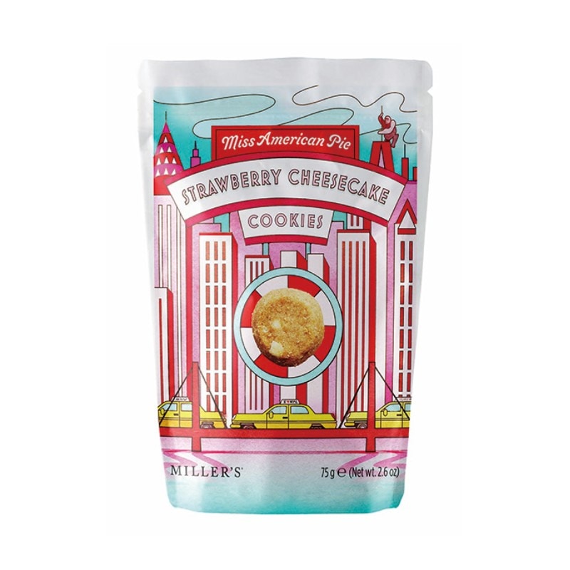 [3個]ミラーズ ミスアメリカンパイ ストロベリーチーズケーキクッキー　75g　賞味期限2025.08.23【賞味期限間近】